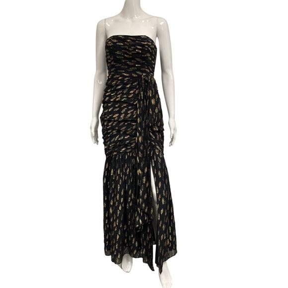 Shoshanna Dresses & Skirts - SHOSHANNA Black Metallic Embroidered Strapless Evening Maxi Gown Dress Size 0